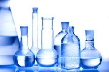 Blue chemistry vials, Laboratory