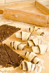 Preparing poppy seed filled Rugelach - Jewish pastry