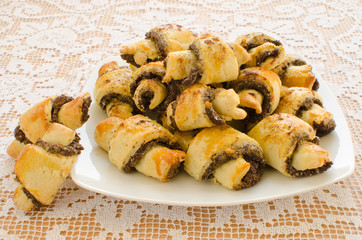 Homemade poppy seed filled Rugelach - Jewish pastry