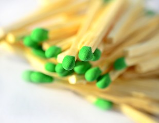 Matches with green heads