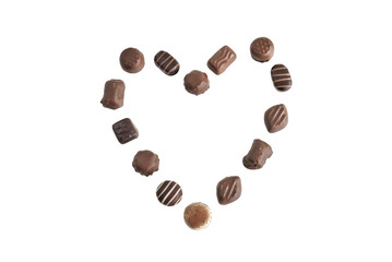Heart shape made from chocolates
