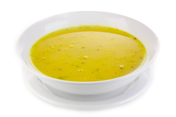 Tasty soup isolated on white
