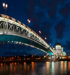 The Cathedral of Christ the Savior at night, Moscow, Russia