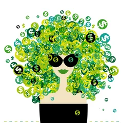 Tuinposter Vrouwengezicht Vrouwenportret met dollartekenskapsel voor uw ontwerp
