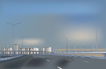 modern empty highway to city
