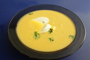 pulpe of horseradish root with cream as tasty soup