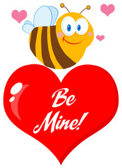 Cute Bee  A Red Heart