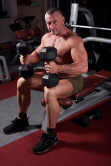 Bodybuilder exercising