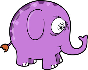 Crazy Purple Elephant Animal Vector Illustration