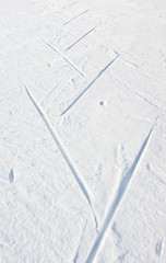 Trace of skier running free technique (skate skiing)