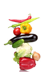 Fresh vegetables isolated on white