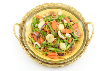 Scallop, shrimp and asparagus pasta