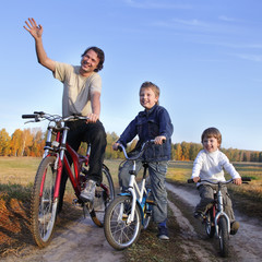 Obraz premium family on bike