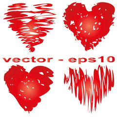Vector set of pained hearts isolated