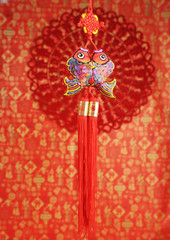 Lucky knot for Chinese new year greeting .