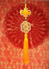 Lucky knot for Chinese new year greeting .