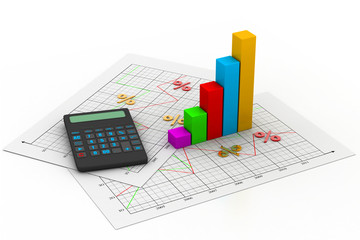 Business chart with calculator