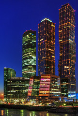 Fototapeta na wymiar Night skyscrapers of Moscow