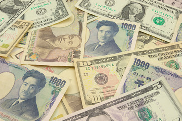 Fototapeta na wymiar Jen japoński, dolar amerykański