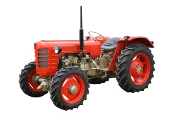 Zelfklevend Fotobehang A Classic Vintage Agricultural Red Farming Tractor. © daseaford