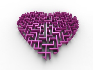 pink maze heart on white background