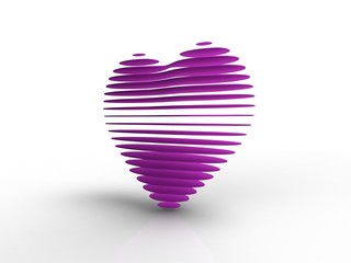 a pink heart sliced on white background