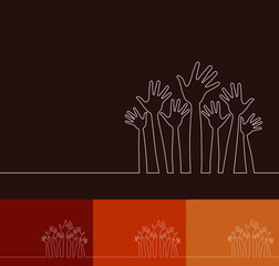 Simple line illustration of hands vector.