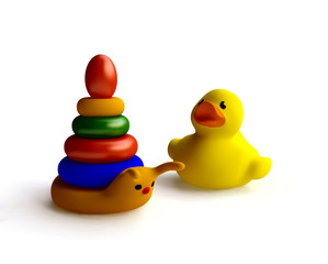 Funny Toy Snail and Duckling in 3D