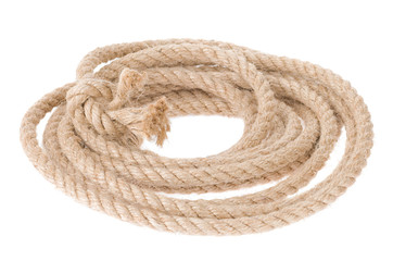ship rope with knot on white