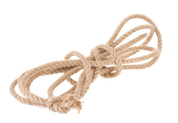 ship rope with knot on white