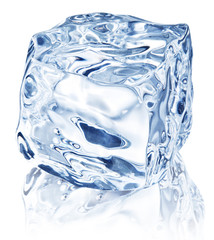 Ice cube on white background.