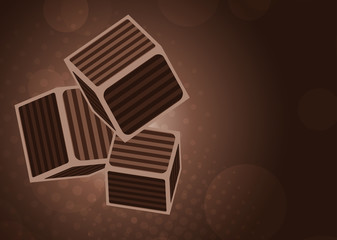 Chocolate cubes with brown stripes