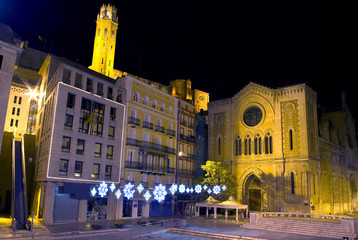 Night view of the city of Lleida