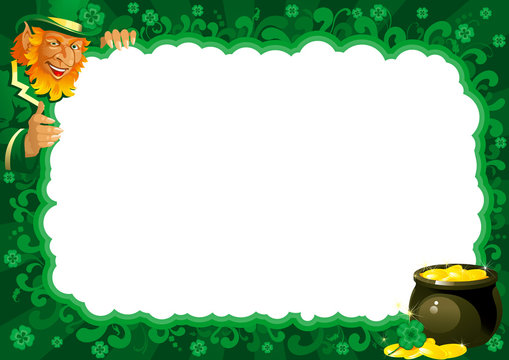 Vector Border  for St. Patrick's Day with Lucky leprechaun