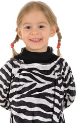 Kleines Mädchen im Zebra-Kostüm