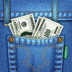 Jeans Pocket with Dollar Bills