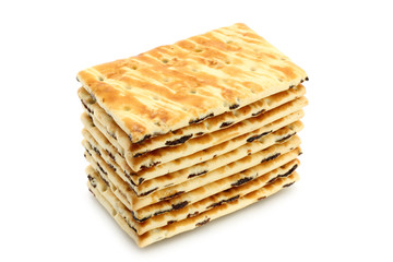 Stack of cookies on white background