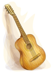 Guitar. Watercolor style.