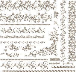Set of vector floral elements for design.