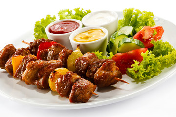 Grilled meat and vegetables