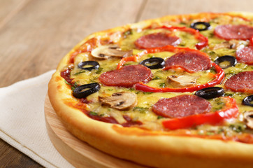 Mushroom and pepperoni pizza