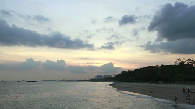 Time Lapse Sunset at East Coast Beach Singapore