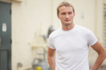 Fototapeta premium Man in a white t-shirt