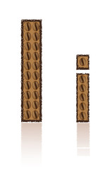 letter I is made grains of coffee vector illustration