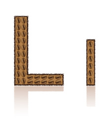 letter L is made grains of coffee vector illustration