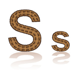 letter S is made grains of coffee vector illustration