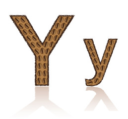 letter Y is made grains of coffee vector illustration
