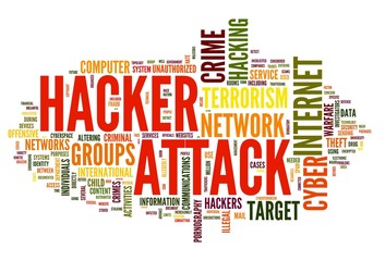 Fototapeta premium Hacker attack in word tag cloud