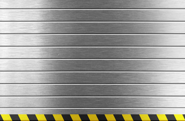 silver metal background with hazard stripes