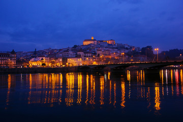 Obraz premium old town of Coimbra at night, Portugal